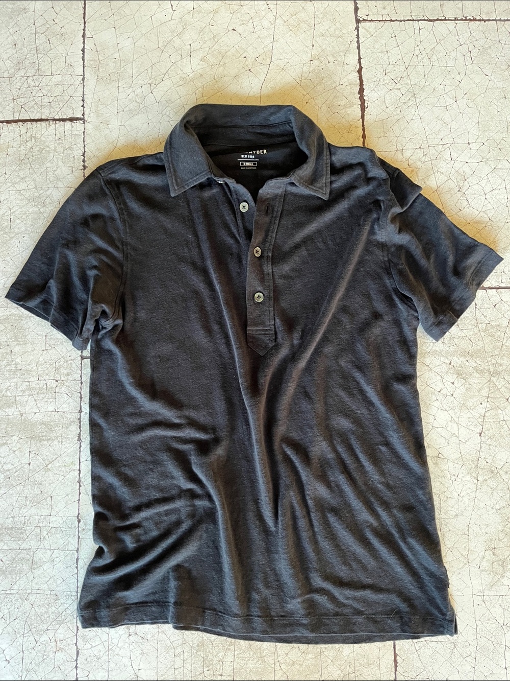 Todd Snyder dark navy linen polo